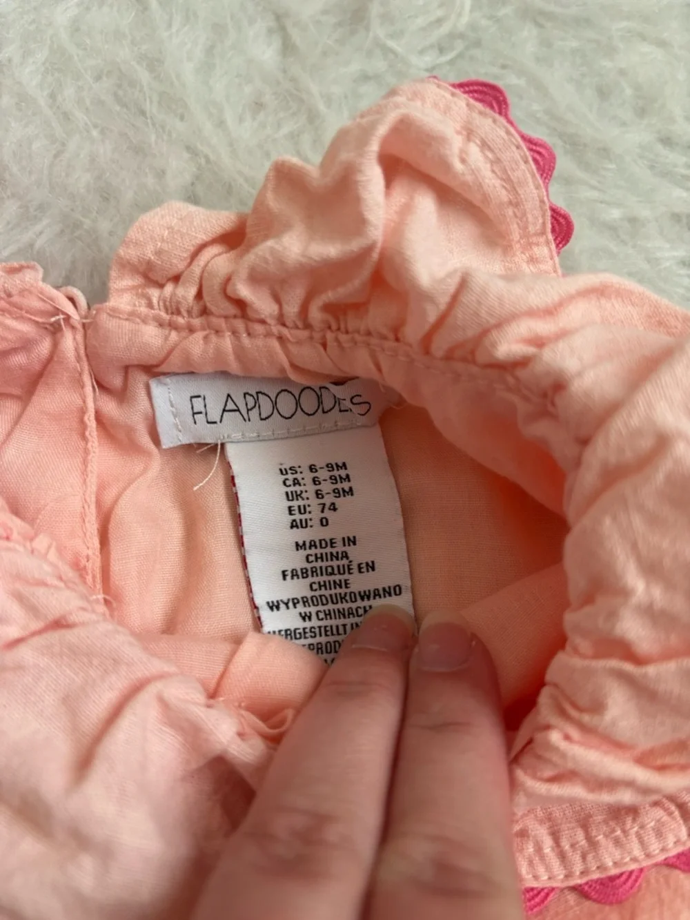 Flapdoodles Peach and Hot Pink Baby Outfit with Embroidered Tropical Fruits